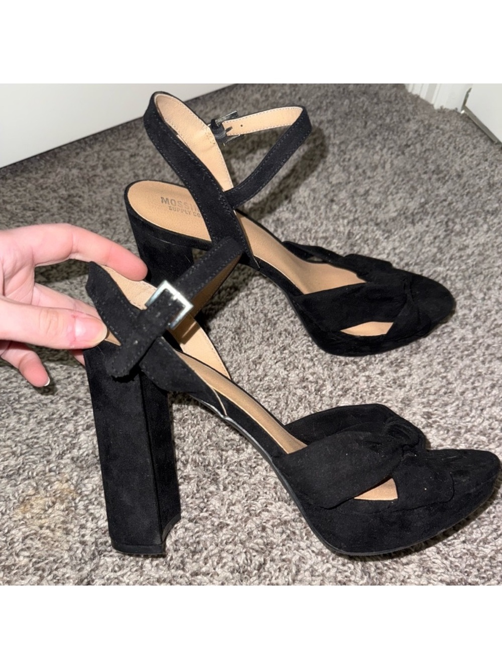 NWOT Target Black Suede Ankle-Strap Block Heels